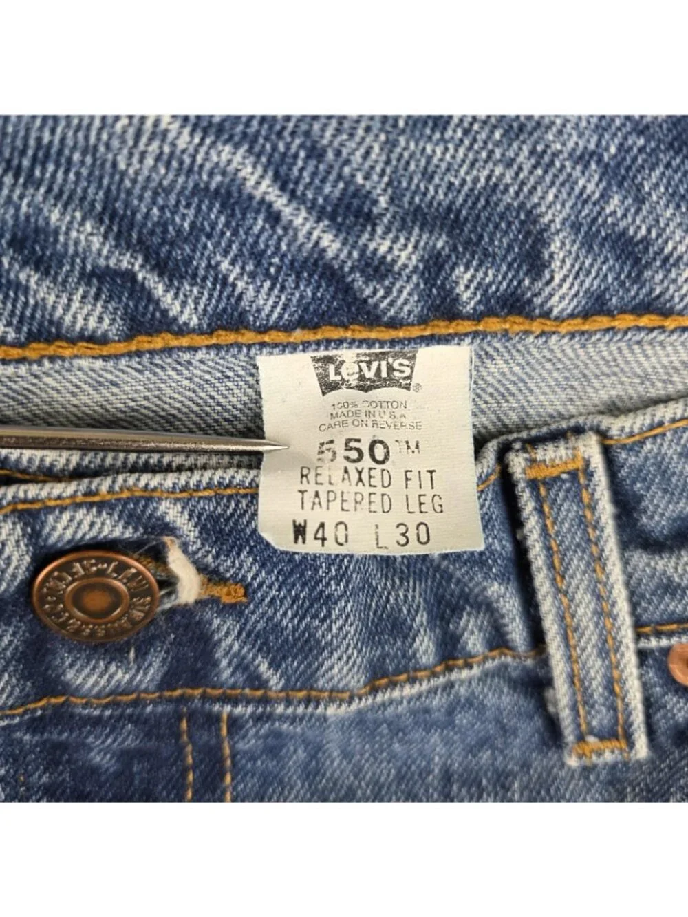 Vintage Levi's 550 Jeans Mens 40x30 USA 1995 Relaxed Tapered Blue Denim